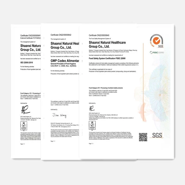 Qyherb Uppdaterade FSSC 22000-, GMP-, ISO 22000-certifieringar